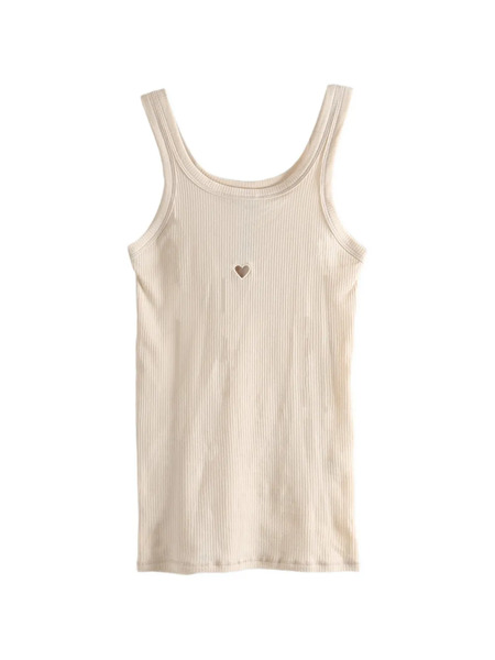  Baserange Heart-detail Ribbed Tank Top - Neutrals 