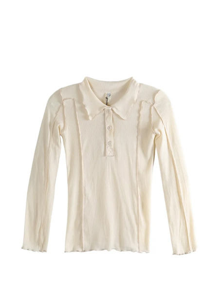  Baserange Ruffled Polo Shirt - Neutrals 