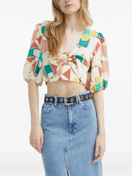  Ba&sh Aymar Abstract-print Crop Top - Neutrals 