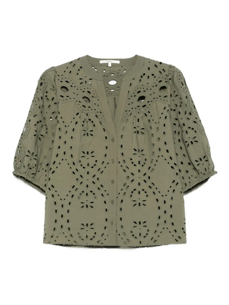  Ba&sh Beatrice Eyelet-embroidered Puff-sleeve Top - Green 