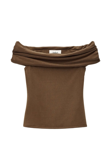  Ba&sh Bene Gathered Off-shoulder Top - Brown 
