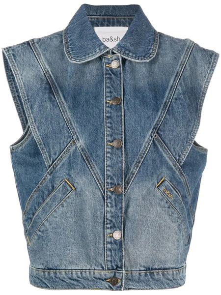  Ba&sh Button-up Denim Vest - Blue 
