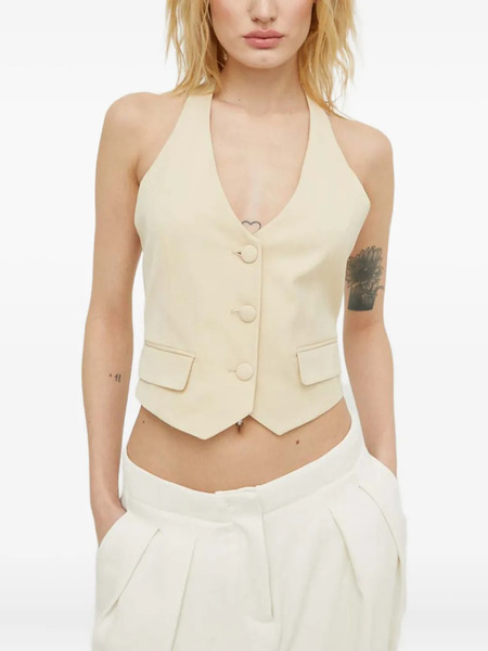  Ba&sh Good Halterneck Buttoned Vest - Neutrals 