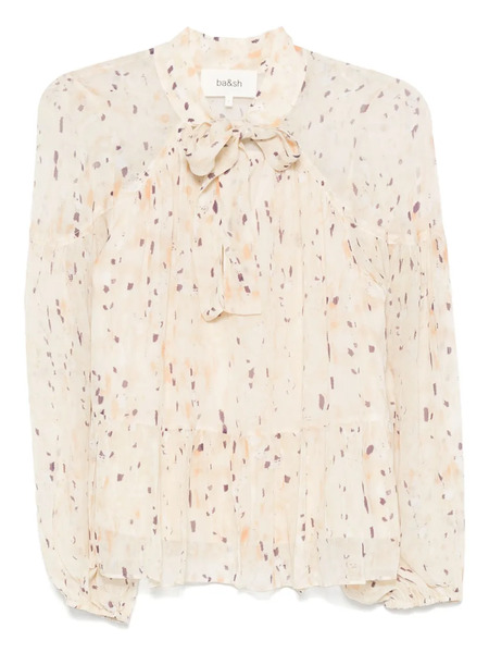 Ba&sh Kamala Bow-detailed Printed Blouse - Neutrals 