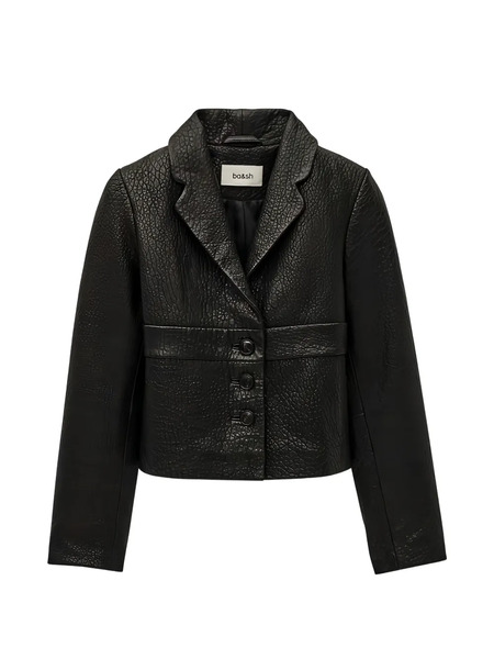  Ba&sh Leather Cropped Jacket - Black 