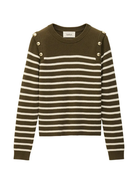  Ba&sh Matio Striped Button-detail Jumper - Green 