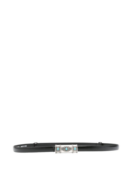  Ba&sh Turquoise-embellished Leather Belt - Black 