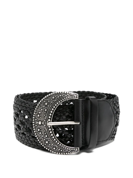  Ba&sh Woven Embellished Buckle Belt - Black 