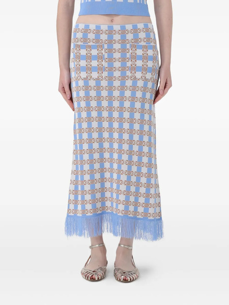  Baum Und Pferdgarten All-over Pattern Fringed Midi Skirt - Blue 