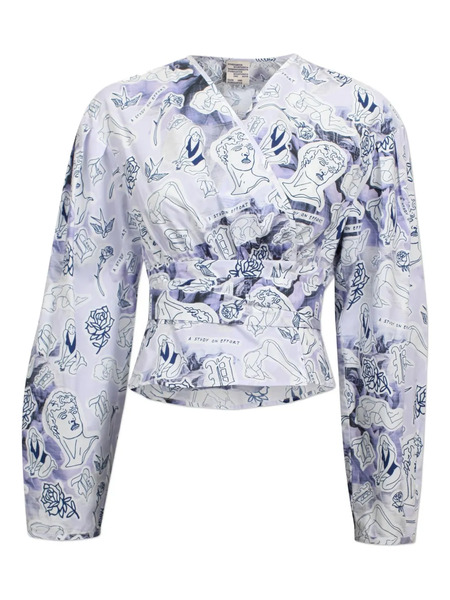  Baum Und Pferdgarten Graphic-print Wrap Blouse - Blue 