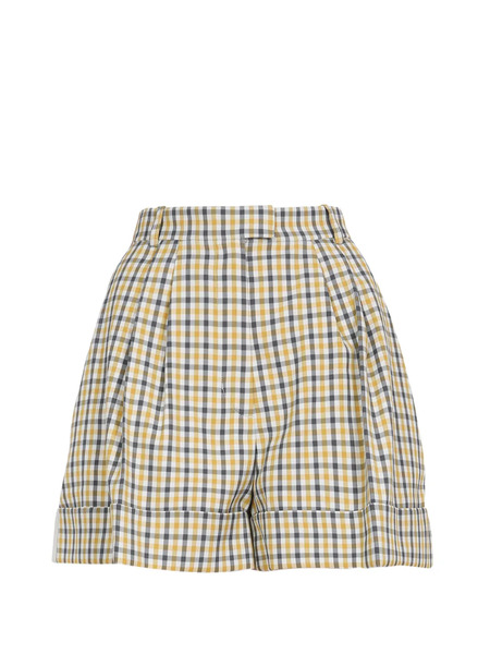  Baum Und Pferdgarten Pleated Checked Shorts - Neutrals 