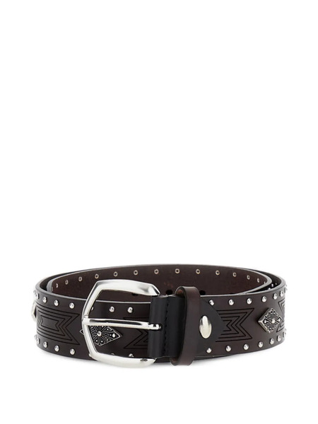  Bax Lab Diamond Studs Leather Belt - Brown 