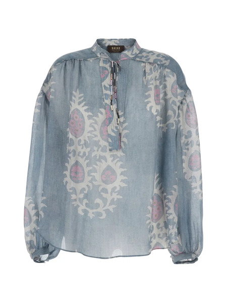  Bazar Deluxe Beaded Print Blouse - Blue 
