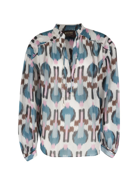  Bazar Deluxe Ikat Tie Blouse - Neutrals 