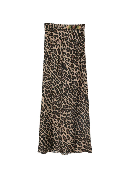  Bazar Deluxe Leopard-pattern Midi Skirt - Brown 