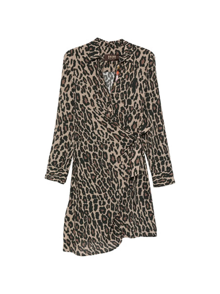  Bazar Deluxe Leopard Print Wrap Mini Dress - Neutrals 