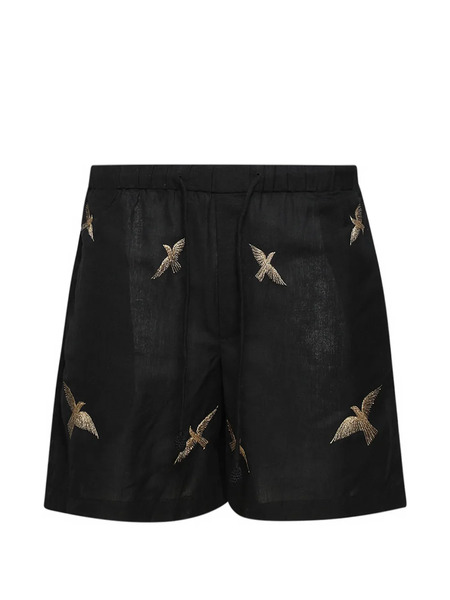  Baziszt Columbus Embroidered Drawstring Shorts - Black 