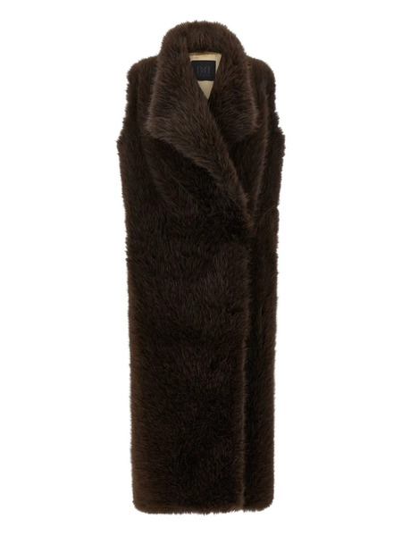  B&b Couture Collared Sleeveless Coat - Brown 