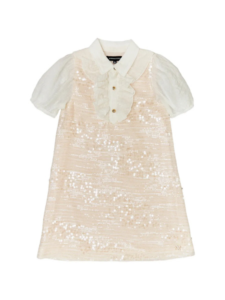  Bcbg Kids Sequin Ruffle Dress - Neutrals 