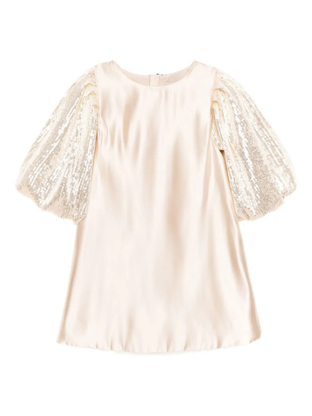  Bcbg Kids Sequin-sleeve Bow Dress - Gold 