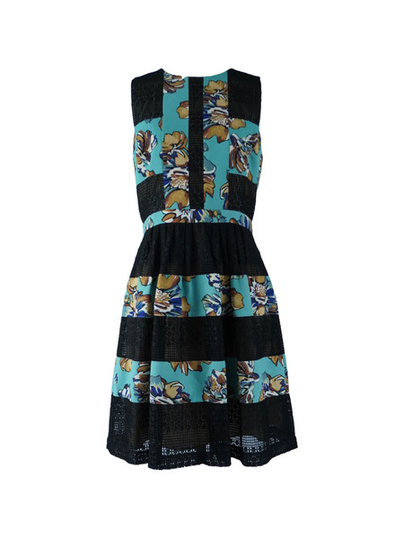  Bcbg Max Azria Laced Floral-print Dress - Black 