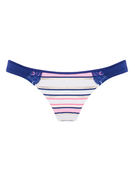  Beach Bunny Lace-detail Striped Bikini Bottom - Blue 