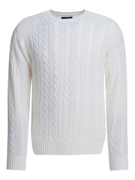 Beams Plus Cable-knit Crew-neck Sweater - White 