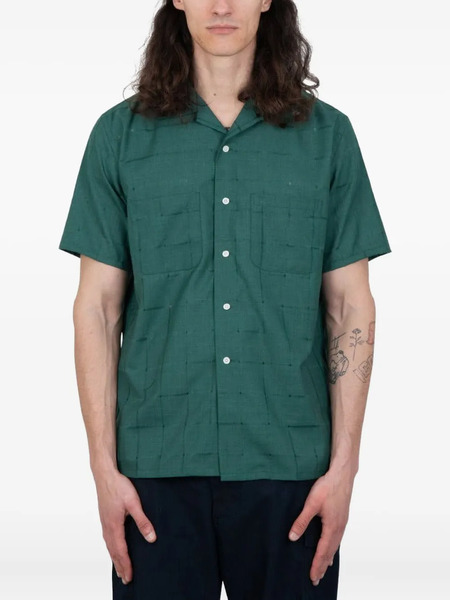  Beams Plus Grid-pattern Short-sleeve Shirt - Green 