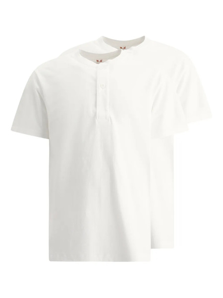  Beams Plus Henley Cotton T-shirts (pack Of Two) - White 