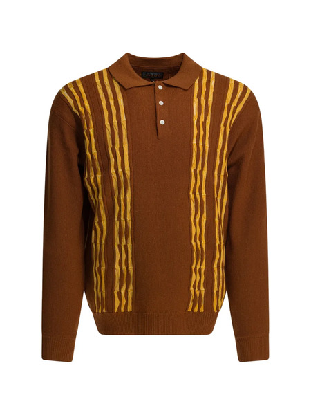  Beams Plus Polo-collar Sweater - Brown 
