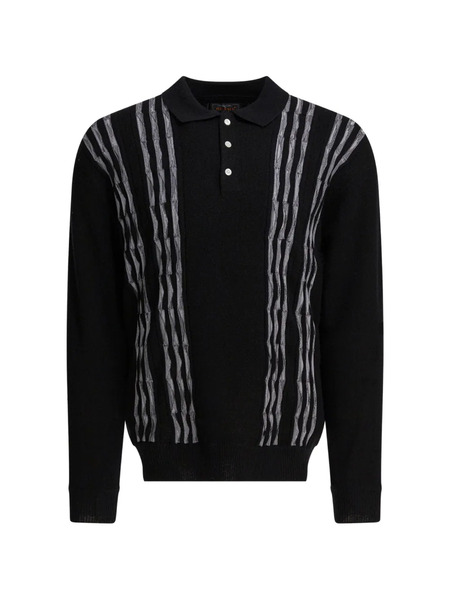  Beams Plus Striped Polo Shirt - Black 