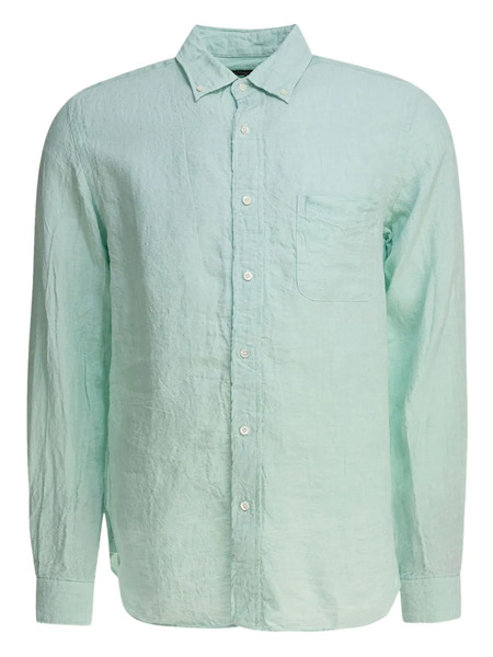  Beams Plus Textured Linen Shirt - Green 