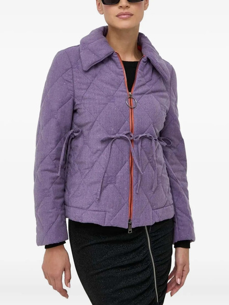  Beatrice B Quilted Ribbon-detail Jacket - Purple 