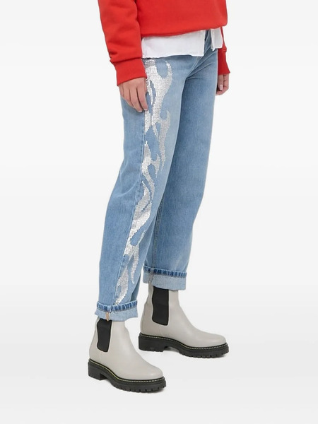  Beatrice B Rhinestone-embellished Cotton Jeans - Blue 