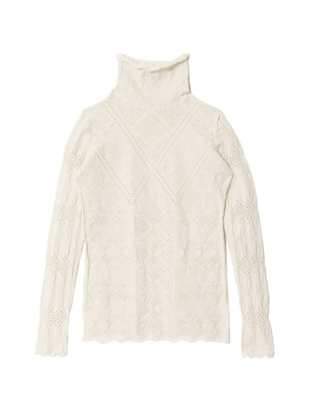  Beautiful People Lace Turtleneck Top - Neutrals 
