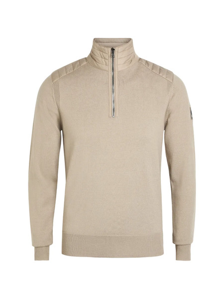  Belstaff Half-zip Quilted-detail Sweater - Neutrals 