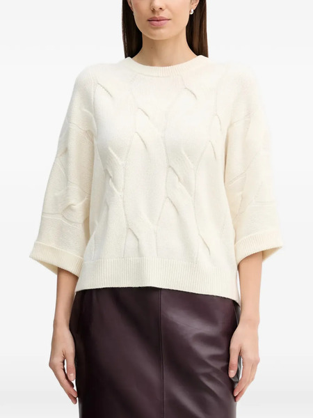  Benetton Cable-knit Crew-neck Sweater - White 