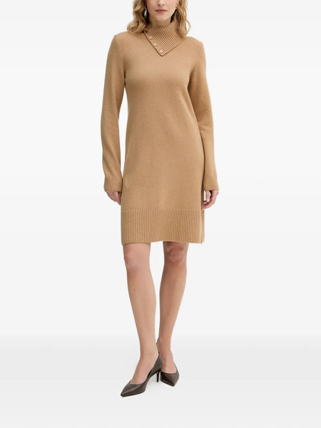 Benetton Funnel-neck Midi Dress - Neutrals 