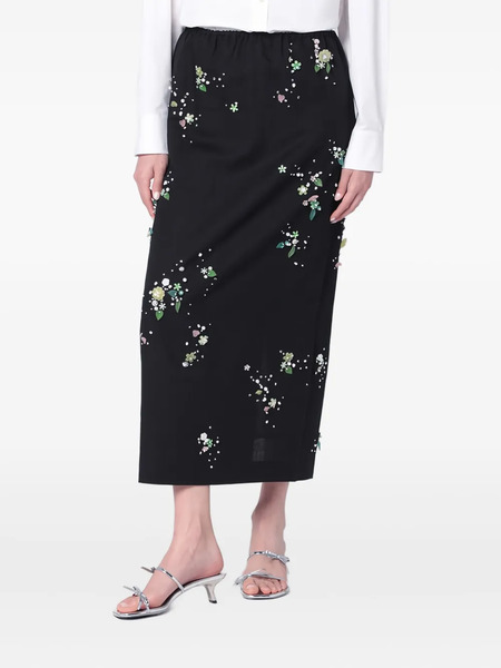 Bernadette Floral-embellished Elastic-waist Skirt - Black 