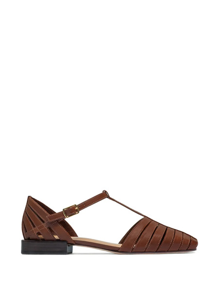  Bernardo Brighton T-strap Flat Pumps - Brown 