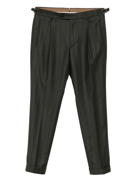  Berwich Pleated Pinstripe Trousers - Green 