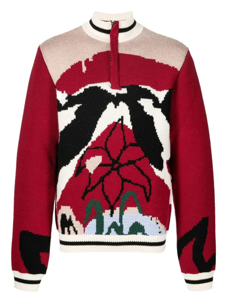  Bethany Williams Abstract-floral Half-zip Sweater - Red 
