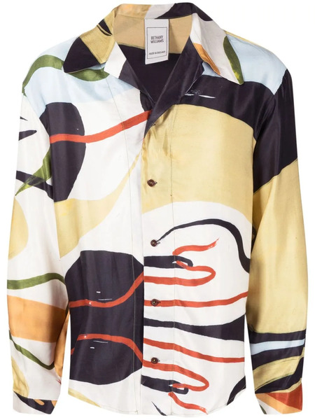  Bethany Williams Abstract-print Cotton-silk Shirt - Yellow 