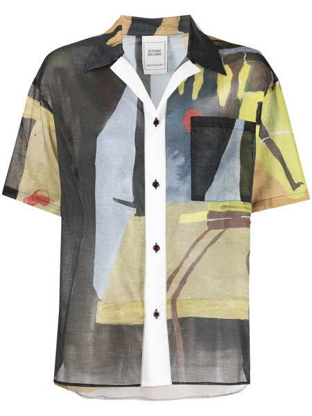  Bethany Williams Abstract-print Short-sleeve Shirt - Blue 