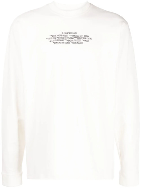  Bethany Williams Logo-print Long-sleeved T-shirt - Blue 