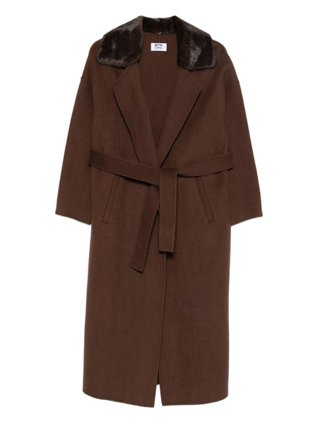  Betta Corradi Panelled-collar Belted Coat - Brown 
