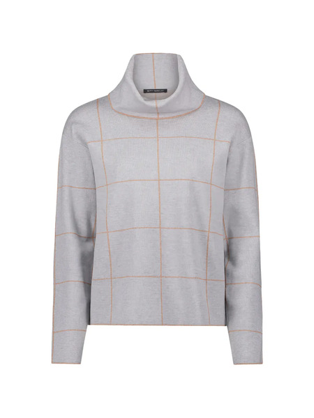  Betty Barclay Check Roll-neck Sweater - Grey 