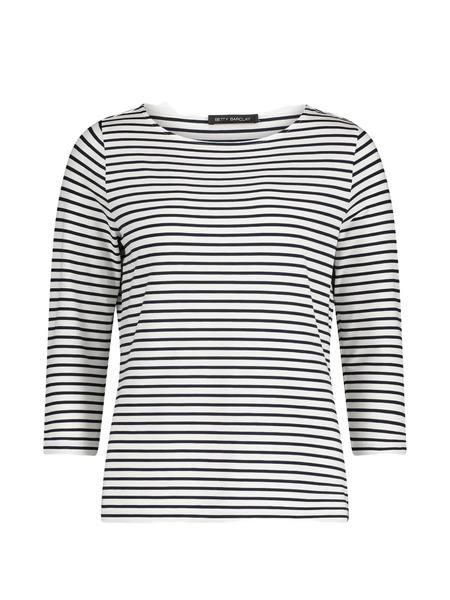  Betty Barclay Striped Three-quarter-sleeve Top - White 