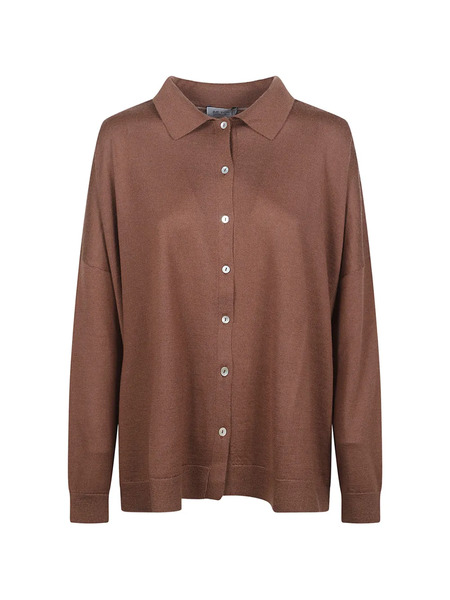  Beyou Buttoned Collar Cardigan - Brown 