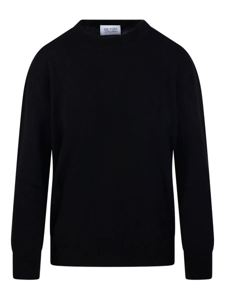  Beyou Round-neck Long-sleeves Jumper - Black 